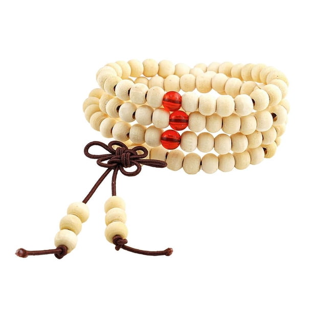 LUVCLS Pulsera de cuentas de Buda con nudo chino de sándalo rojo de imitación, lote F9