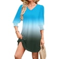 thumbnail image 5 of Ashirexll Midi Dresses for Women, Flowy Dresses for Women, Fashion Leisure Solid Color Elastic Cuff Long Sleeve V-Neck Dress, 5 of 7