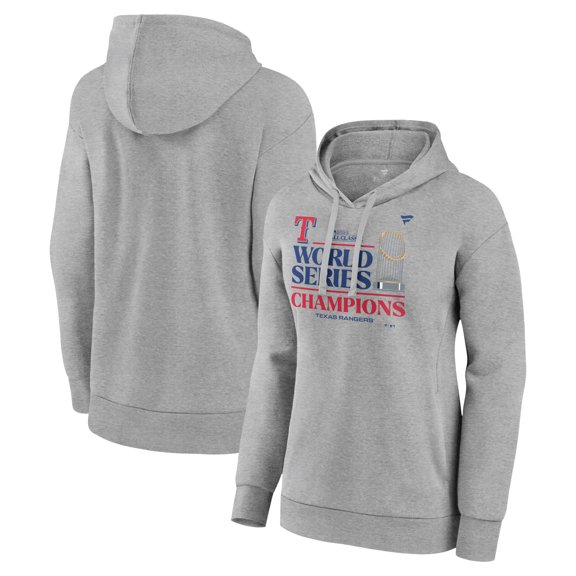 Women's Fanatics Heather Gray Texas Rangers 2023 World Series Champions Locker Room Plus Size Pullover Hoodie