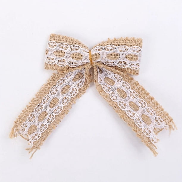 5/10 Uds. Envoltura de regalos lazos de cinta de yute Vintage para manualidades DIY cinta de encaje de arpillera de Yute Natural decoración de boda de Navidad hogar