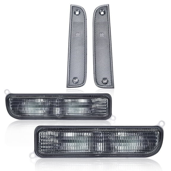 PIT66 Smoked Bumper Turn Signal Combo and Corner Side Marker Lamps Set Driver & Passenger Side 4PCS Fit for Jeep Cherokee XJ Chassis 1997 1998 1999 2000 2001