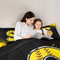 thumbnail image 5 of Manfei Baseball Print Bedding Comforter Set 2pcs for Boys Girls, Sport Monogrammed Twin Comforter Sets, Personalized Letter S Bedding Set, Microfiber Bedroom Decor, 5 of 8