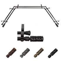 Erwin 13/16" Double Bay Window curtain rod Adjustable 20"-36", 38"-72" - Black,(ABay-08-2D)