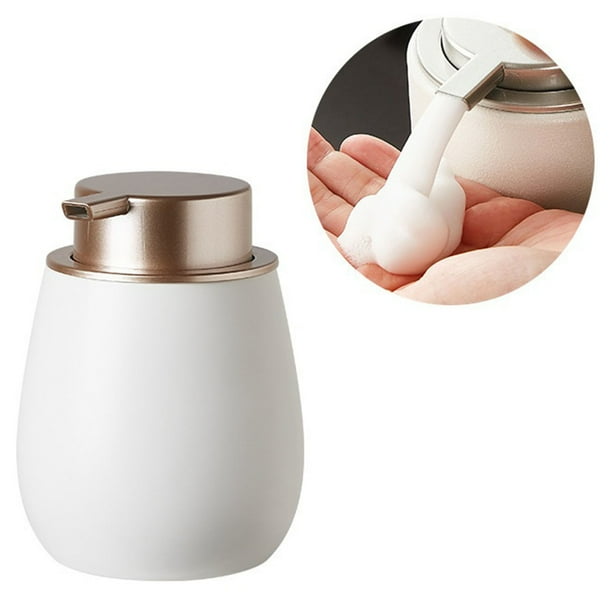 Dispensador de jabón for baño, dispensador de jabón espumoso de cerámica con bomba de oro rosa, plato de loción recargable