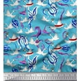 thumbnail image 1 of Soimoi Velvet Fabric Floral & Flying Swan Bird Print Fabric by The Yard 58 Inch Wide, 1 of 1
