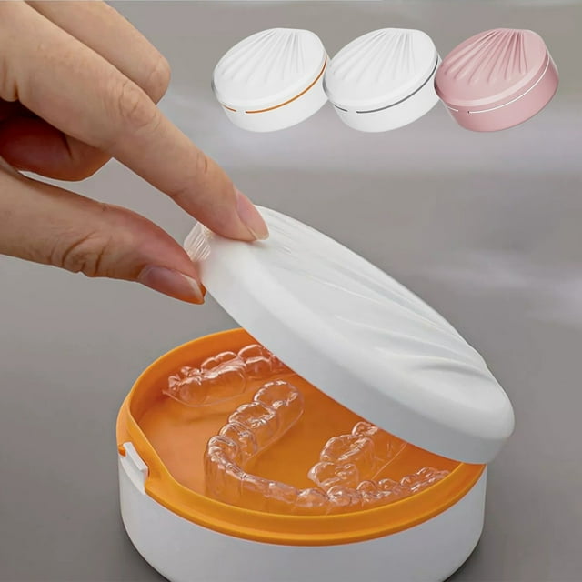 pstuiky Double-Layer Braces Storage Box with Mirror Portable Dental Retainer & Invisalign Case 9X9X4 Inch Large Capacity Organizer