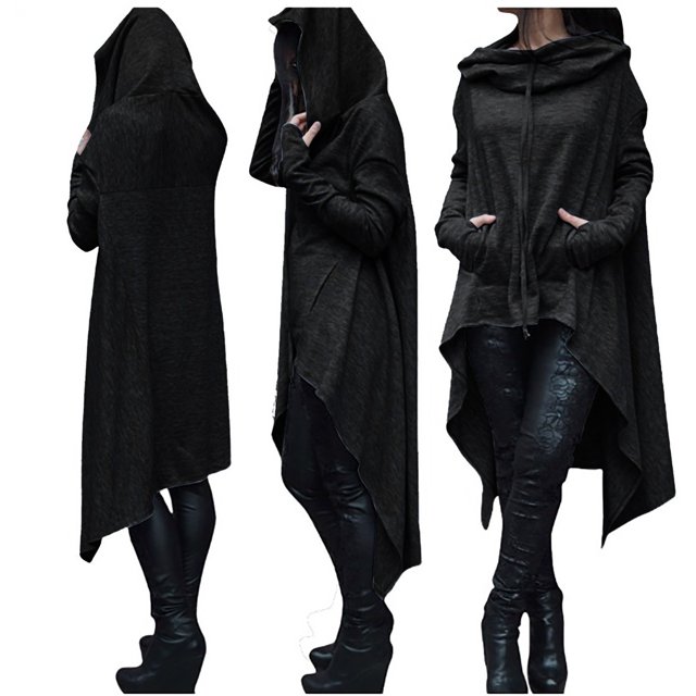 Heliisoer Chandails en Molleton Asymétriques Longs pour Femmes Grande Taille avec Capuche Fermeture Éclair Hauts Unis
