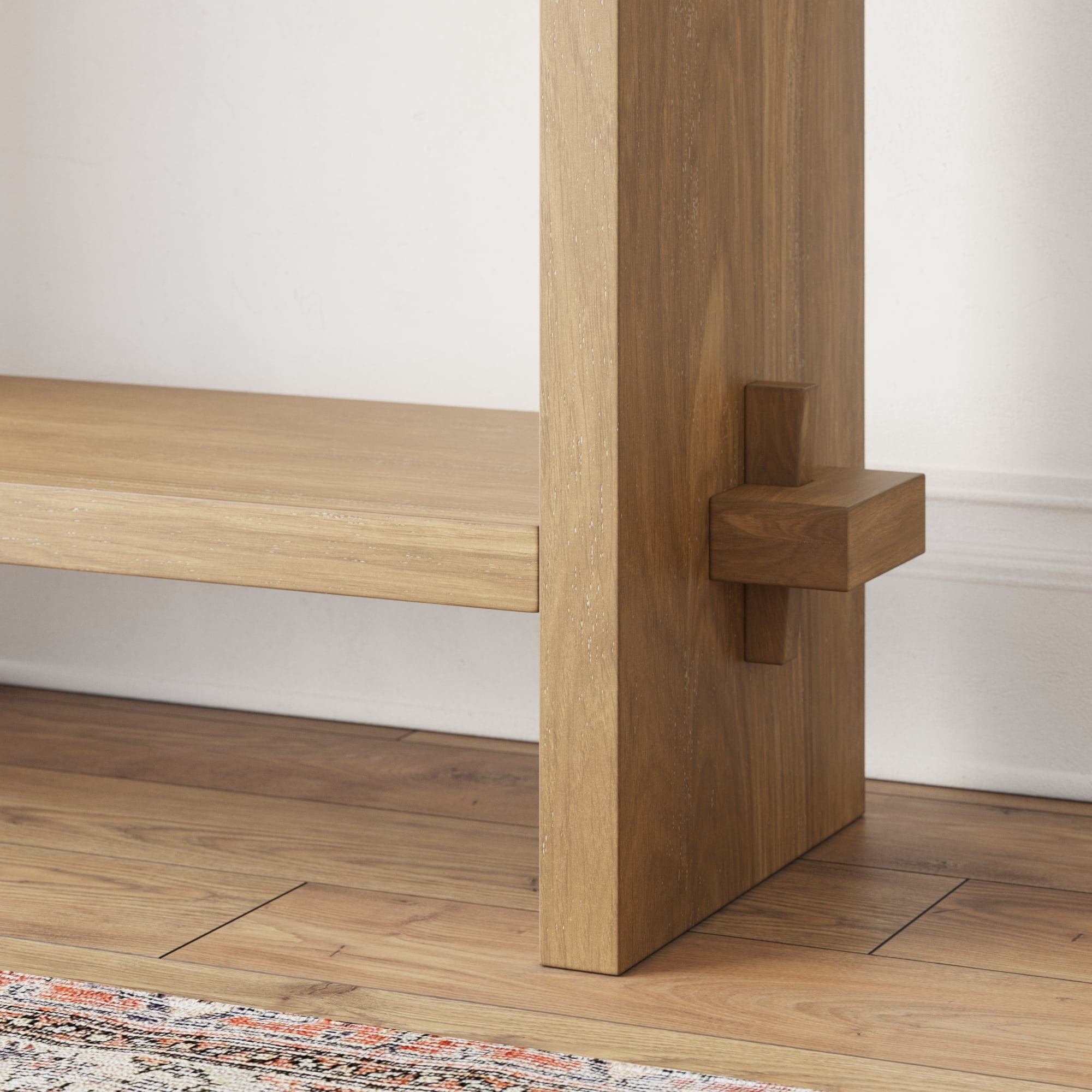 Nathan James Virgo Farmhouse Light Brown Console Accent Table for Entryway and Living Room