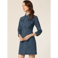thumbnail image 2 of DARING DIVA 3/4 Sleeve Button Down Denim Shirt Dress M Blue, 2 of 6