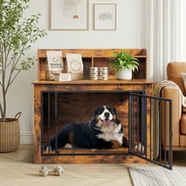 Ktaxon 41in Pet Crate End Table, 3-in-1 Heavy Duty Wooden Dog Crate with Storage Shelf for Living Room, Large Dog Cage,Rustic