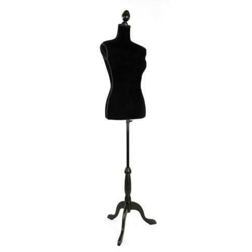 Details about   Female Mannequin Torso Dress Form Women Clothing Display Wood Tripod Stand Black 