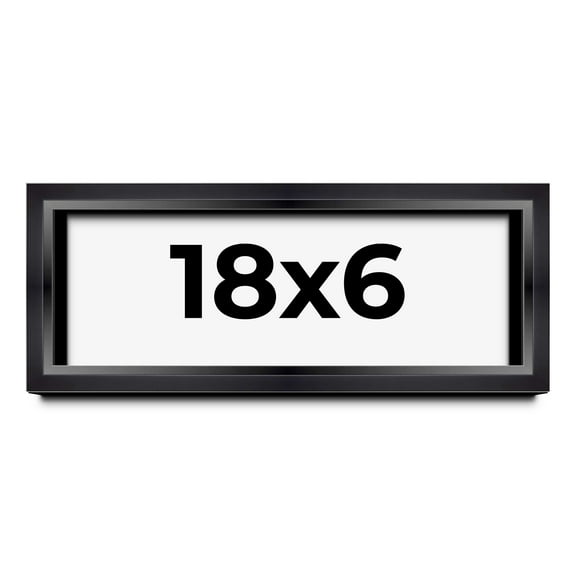 18x6 Shadow Box Frame Black | 1.25 inches Deep Real Wood Contemporary Shadowbox Display Frame | UV