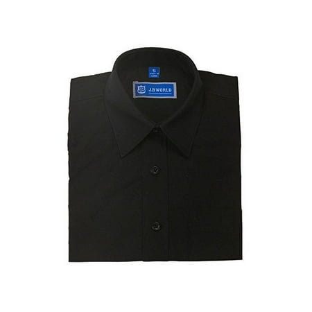 JB World Little Boys Black Long Sleeve No Button Collar Uniform Dress Shirt