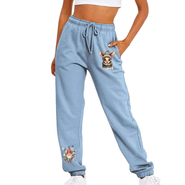 Gibobby leggings niña Pantalones deportivos con estampado animal de Navidad para mujer, pantalones casuales ajustados(Aqua, XL)