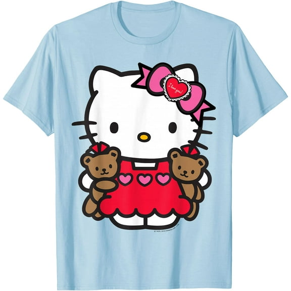 Hello Kitty Valentine Teddy Bear DTG Print Unisex T-Shirt