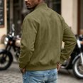 thumbnail image 4 of Suede Bomber Jacket Men Casual Zip Up Jackets with Pockets Fashion Stylish Lightweight Jackets, 4 of 5