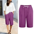 thumbnail image 3 of XINPING Womens Linen Shorts Summer 2026 Casual 7 Inch Cotton Drawstring Baggy Shorts Comfy Elastic Waist Beach Vacation Shorts XL, 3 of 9