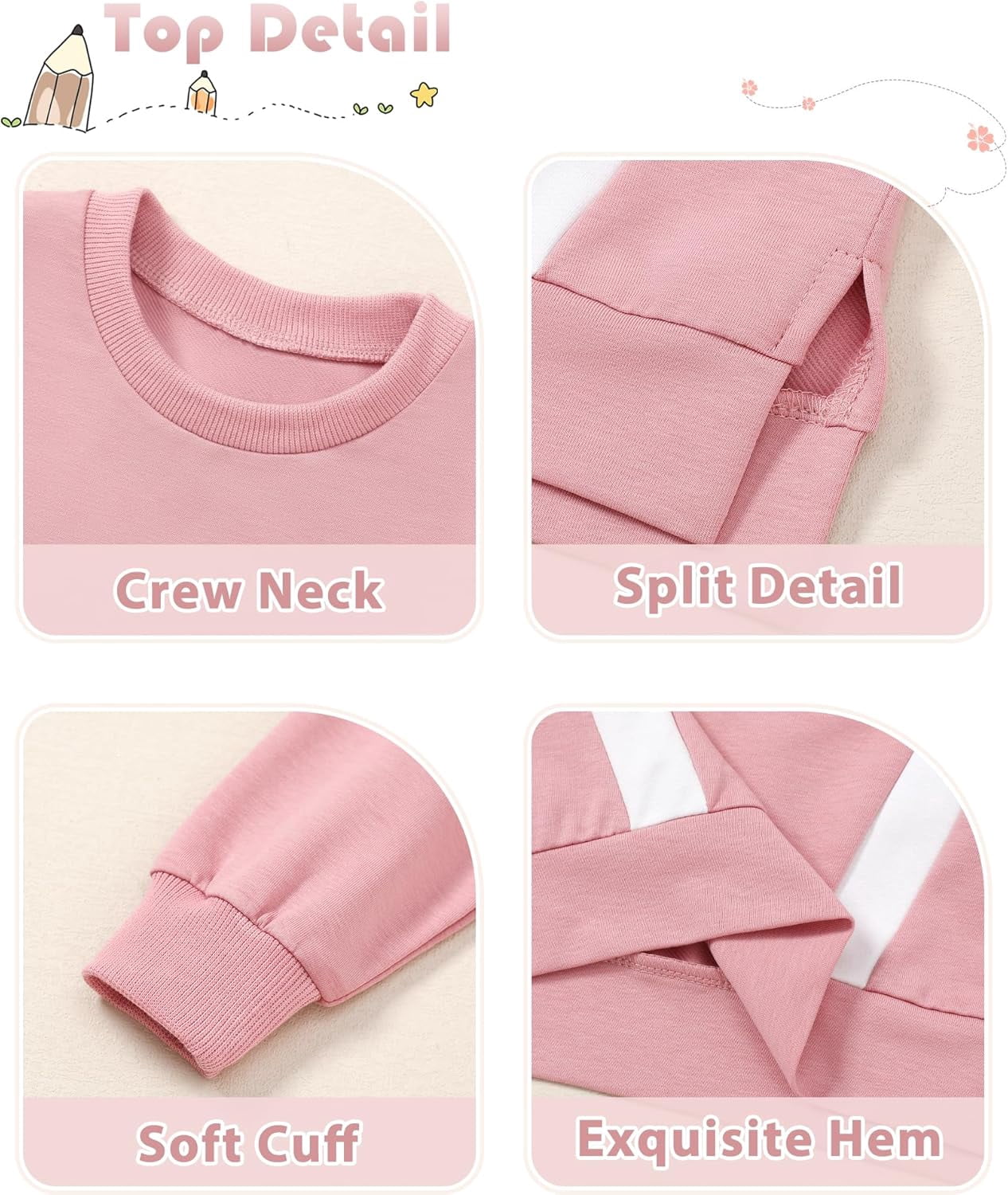 SANMIO Toddler Girl Clothes 2 Piece Outfits Fashion Sweatshirts+Sweatpants Long Sleeve Tracksuit Clothing Set Size 3-8Y