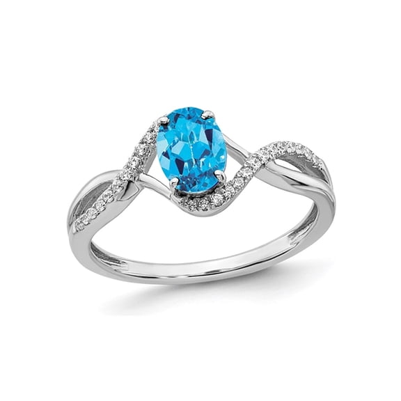 Gem & Harmony 2/3 Carat (Ctw) Blue Topaz Ring in 14K White Gold with Diamonds for Women