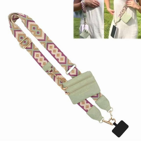 Phone Strap with Zippered Pouch, Clip and Go for Wallet Crossbody, Crossbody A