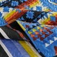 thumbnail image 4 of 3 Pcs Boho Colorful Polyester Quilt Set, Geometry Printed Bedspread Coverlet Set with 2 Pillowcases,Soft Bohemian Bedding Set, 4 of 8