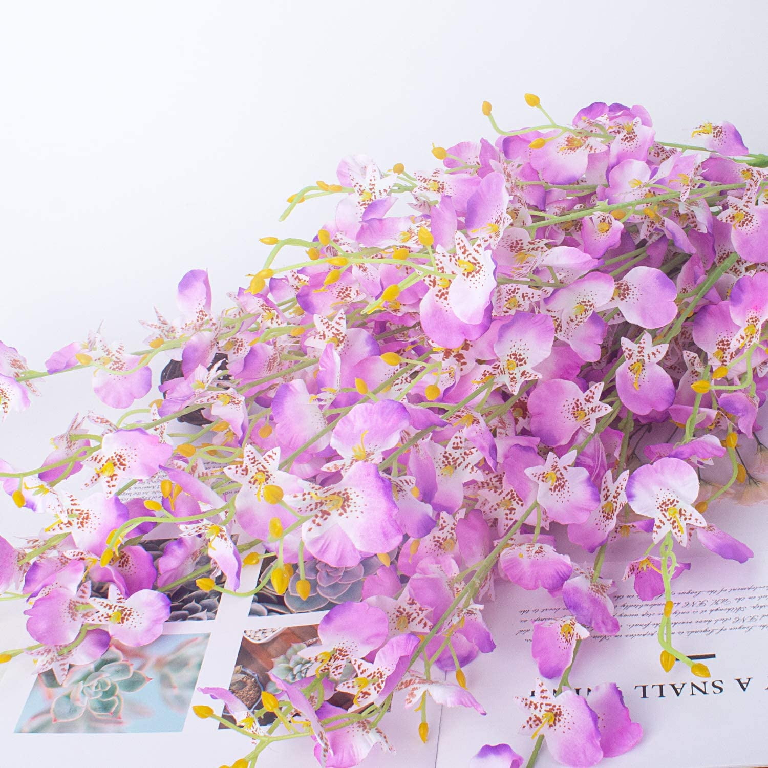 Artificial Orchids Flowers, Silk Fake Faux Dancing Lady Orchids,10Pcs (Each 39”), for Indoor Outdoor Wedding Home Office Party Hotel Decoration(Yellow)
