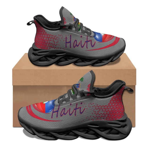 Zapatos de plataforma con diseño de bandera de Haití, transpirables, para adolescentes, estudiantes y parejas, para exteriores, antideslizantes.