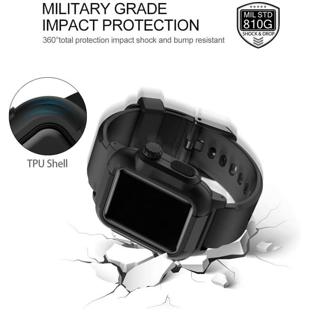 Damaie Waterproof Case For Apple Watch 40mm 44mm Series 5 4 ip68 Waterproof Shockproof Impact Resistant With Premium Soft Silicone Apple Watch Sport