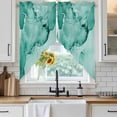 thumbnail image 4 of Turquoise Marble Kitchen Window Curtains, Swag Curtains Valance for Bedroom Living Room Bathroom, Nature Marble Stone Ripple Modern Art Rod Pocket Window Curtain Block Drapes 2 Panels 36"x36", 4 of 7