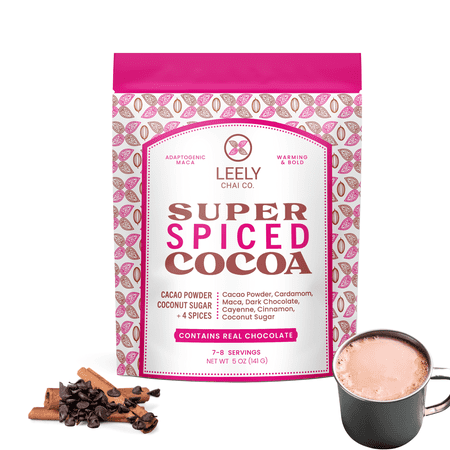Leely Chai Co. Superfood Spicy Hot Chocolate Mix With Maca And Ayurvedic Spices, Vegan With Organic Coconut Sugar, Dairy Free, 10 OZ - 15 Cups