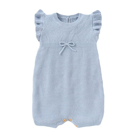

XYIJANI Newborn Pajamas Baby Girl Newborn Infant Baby Knit Romper Cotton Sleeveless Boy Girl Solid Ruffles Sweater Clothes Baby Jumpsuit 18 Month Boy Outfit (Light Blue 80)