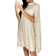 thumbnail image 3 of PENGXIANG Robe Cape pour Femmes Couleur Unie Taille Haute Robe à Sequins, 3 of 6