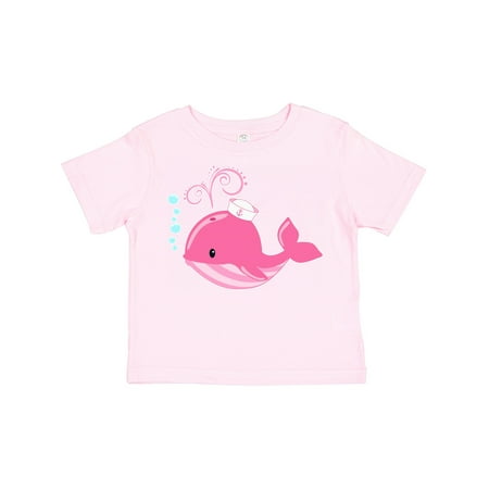 

Inktastic Cute Pink Whale in Nautical Hat Gift Toddler Boy or Toddler Girl T-Shirt