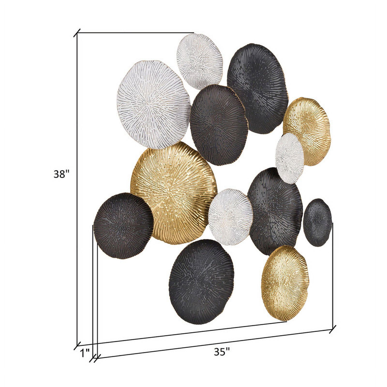 Alexandra Round Black & Gold Abstract Metal Glam Wall Plates