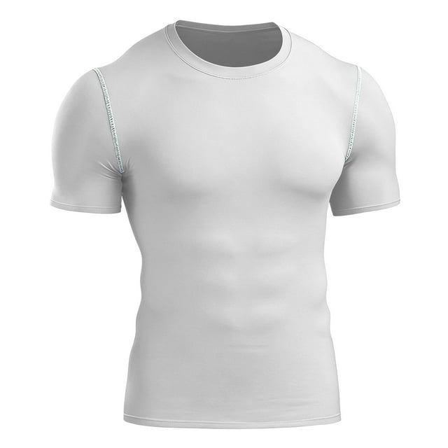 WRKEKC Workout Shirts for Men Solid Color Short Sleeve Round Neck Athletic T Shirt Gym Base Layer Top Comfortable Performance Fabric