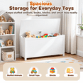 thumbnail image 2 of PAPROOS Kids Toy Box for Boys Girls, Wooden Toy Chest with Storage Bench and Safety-Hinged Lid, Modern Toy Storage Organizer for Playroom, Living Room, Toddler Room, White, 2 of 10