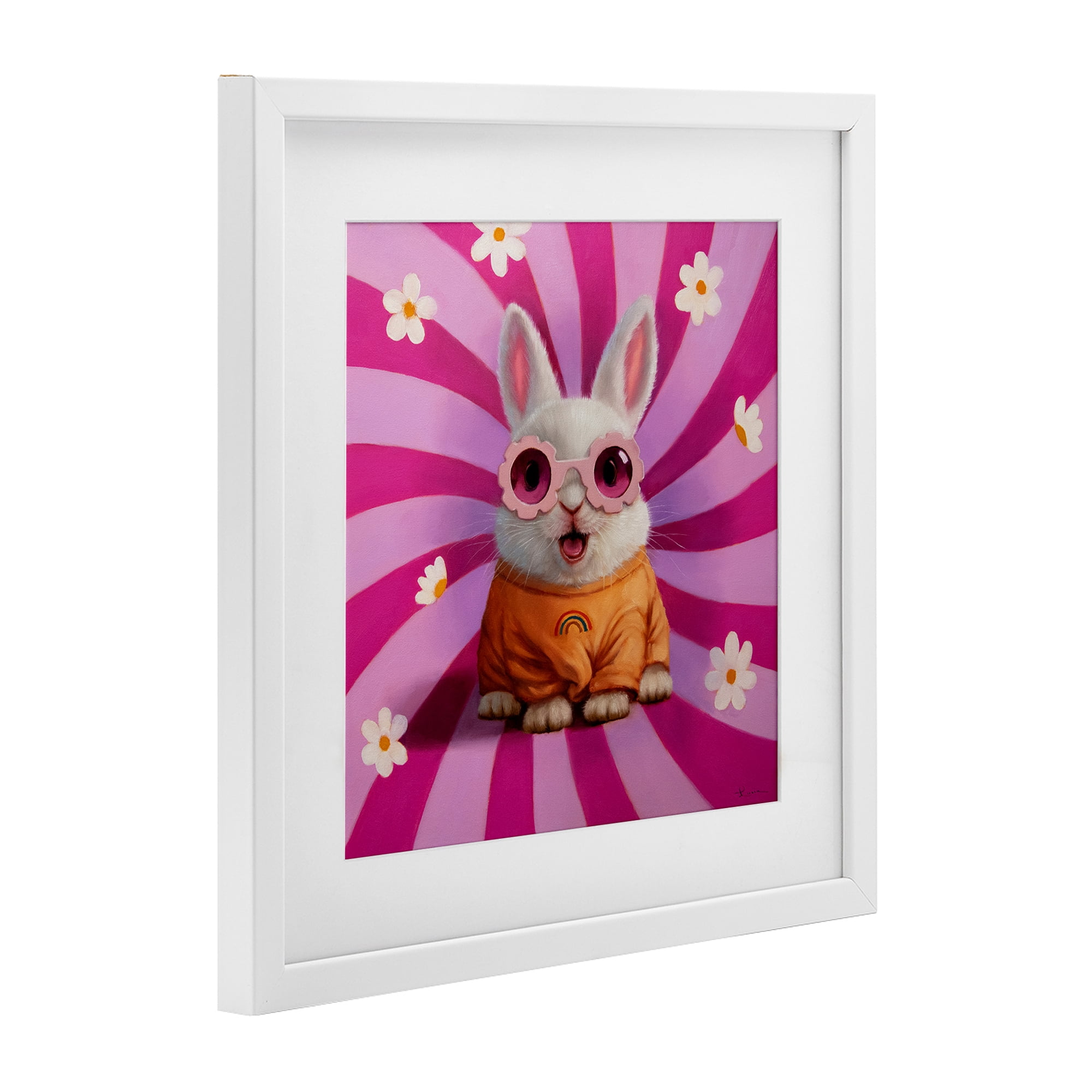 Stupell Industries Good Vibes Only Rabbit White Framed Print Under Glass, design by Lucia Heffernan