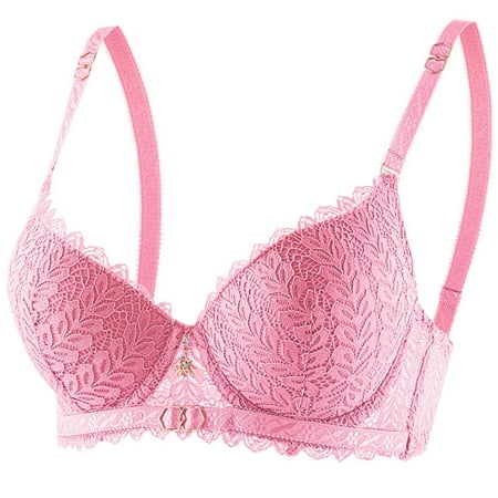 SMihono Savings Women s Sexy Balconette Push Up Bra Underwire Lace Demi Padded Plunge Bra Shelf Add Cup Lift Balcony Brassiere Pink 85B