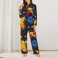 thumbnail image 2 of Picia Dinosaurs in Space Pattern Women’s Long-Sleeve Sleepwear Set - Soft 2-Piece Loungewear with Pockets, Comfy PJs for Relaxing Nights-Large, 2 of 7