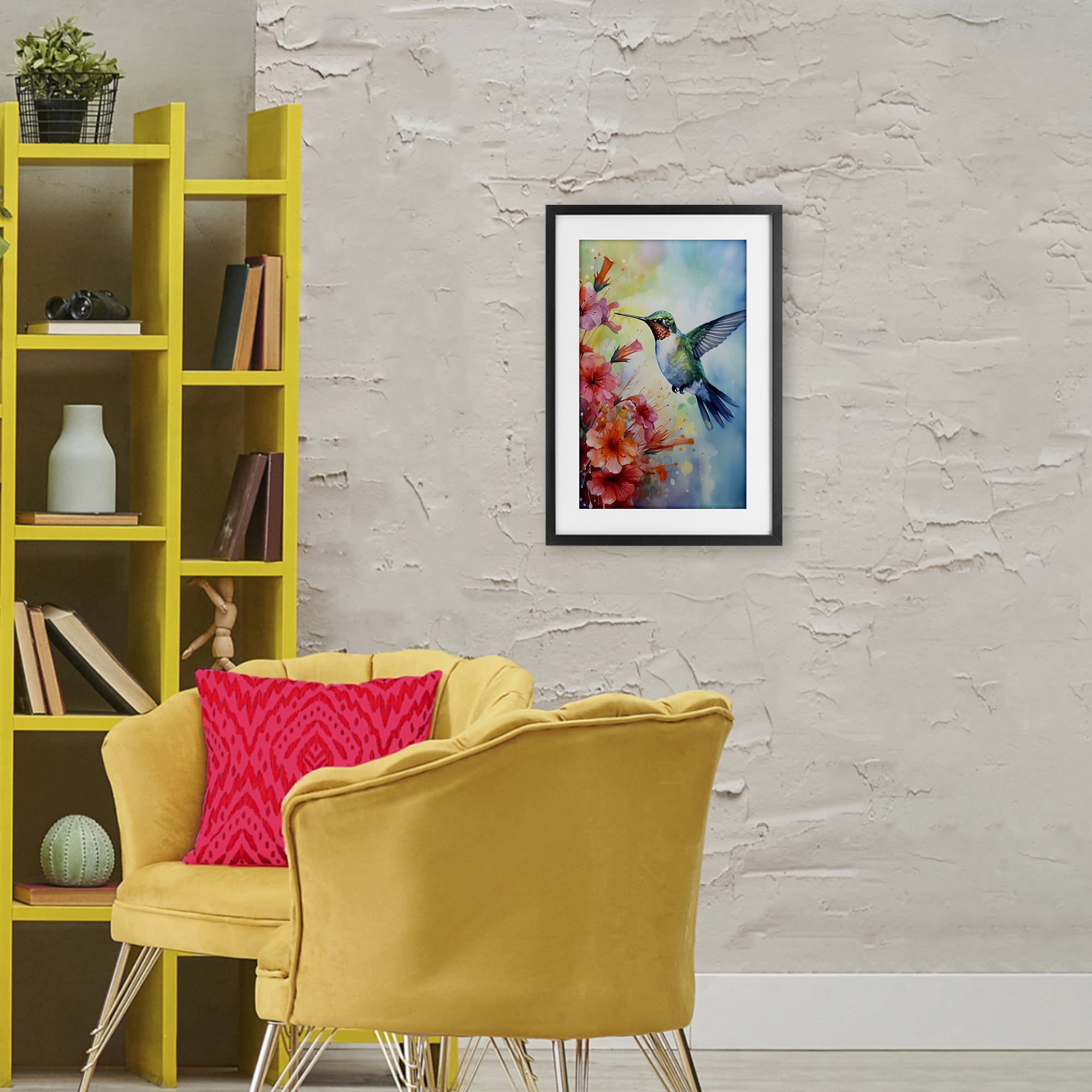 Stupell Industries Hummingbird Hibiscus Serenade Black Framed Print Under Glass, design by Creative Studio