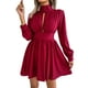 thumbnail image 2 of Vestido de cuello alto de color sólido, vestido de cuello alto de color sólido, vestido de cuello alto con recortes, minivestido, funcionalidad inteligente, 2 of 7