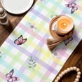 thumbnail image 3 of Tulips Spring Floral Table Runner - 70 Inch Long Flowers Butterfly Plaid Pastoral Cotton and Linen Blended Dress Scarves Farmhouse Table Runner for Kitchen Dining, Coffee Table, 13" x 70", 3 of 8