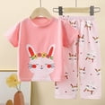 thumbnail image 2 of TOWED22 Toddler Girl Boy Shorts Sets Summer Clothes 2pcs Lovely Graphic Short Sleeve Tee Shirt Elastic Waist Shorts Pockets(Light Pink,18-24 M), 2 of 4