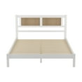 thumbnail image 5 of Queen Bed Frame with Boho Natural Rattan Headboard,Minimalist Platform Bed Frame with Solid Wood Slats Support for Bedroom,Guest-Room,No Box Spring Needed,Easy Assembly,83.3"x63.4"x35",White, 5 of 8