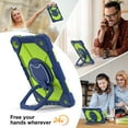 thumbnail image 5 of SaniMore Case for Samsung Galaxy Tab A9 Plus 12.4" 2023 SM-X810/X816/X818, Shockproof Shoulder Strap 360° Rotating Handle Bracket Pencil Holder Tri-layer Hybird Anti-drop Kids Shell, Navy+Green, 5 of 9