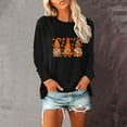 thumbnail image 2 of Odeerbi Thanksgiving Shirts For Women Fashion Casual Long Sleeve Pumpkin Print Sweatshirt Tops Blouse Black, 2 of 6