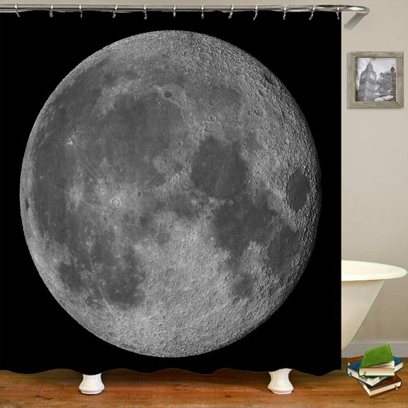 Night Moon Starry Sky Universe Fabric Shower Curtain Bathroom Curtains Moon Earth Waterproof Polyester Bath Screen With 12 Hooks
