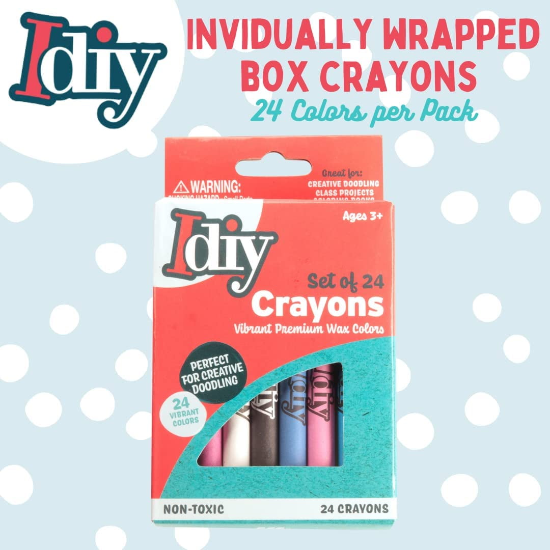 IDIY Individually Packaged Wrapped Boxes Wax Crayons (20 Packs, 24 colors, 480 pc total) -ASTM Safety Tested, For Kids, Teachers, Bulk Art Classrooms, Craft Project - Gift Idea
