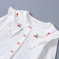 thumbnail image 3 of LIaqionyy Girls White Dress Shirts School Uniform Collared Ruffle Button down Blouse Kids Long Sleeve Cotton Loose Soft Tops, 3 of 7