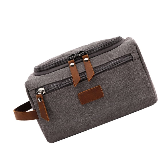 TABLZONE Grey Canvas Toiletry Bag for Men and Women, Outdoor Travel Organizer, 1 Pc